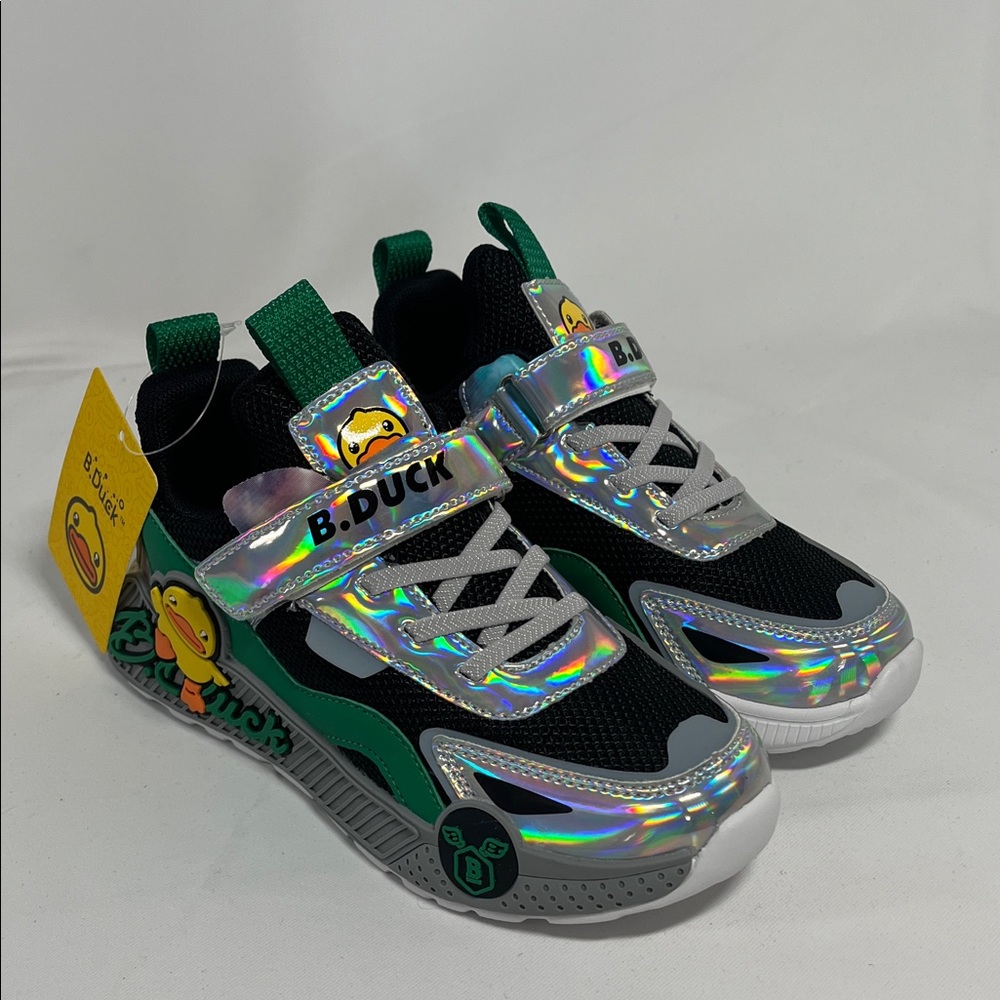 Kids' Holographic Sneakers - Green and Silver